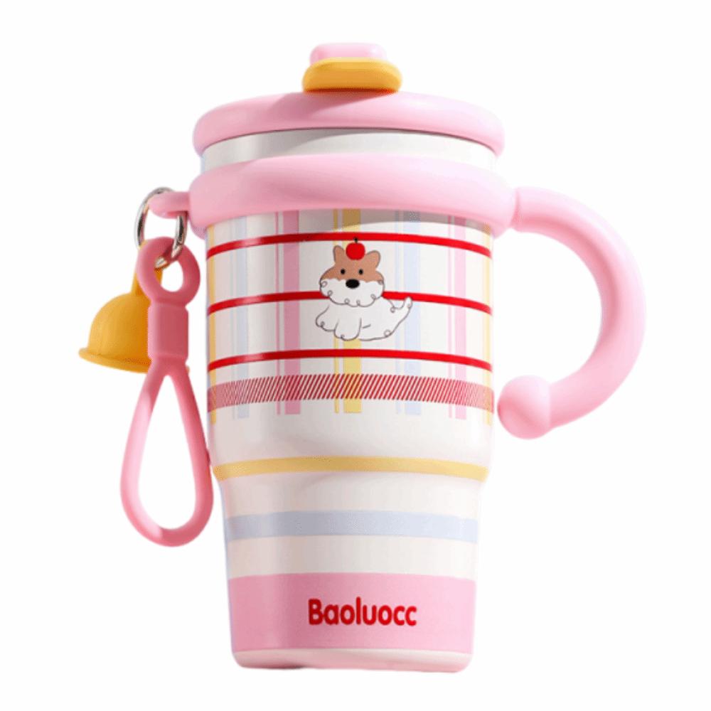 600ml Thermal Water Bottle Creative Cute Outdoor Insulated Mug with Handle Keeps Cold and Heat Cartoon Vacuum Flask Office