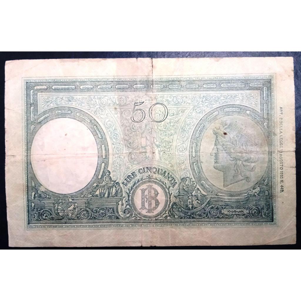 Italy 50 Lire 1943, Large, Rare, Lower Grade #g1