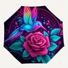 1pc Neon Hummingbird and Rose Automatic Opening and Closing Umbrella - Small Umbrella Suitable for Various Occasions A079