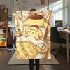 1 шт. Фланелевое одеяло с принтом Pompompurin, Высокое качество, Для всех сезонов, Декор для дома, Тепло и уют, Идеально для Рождественских подарков