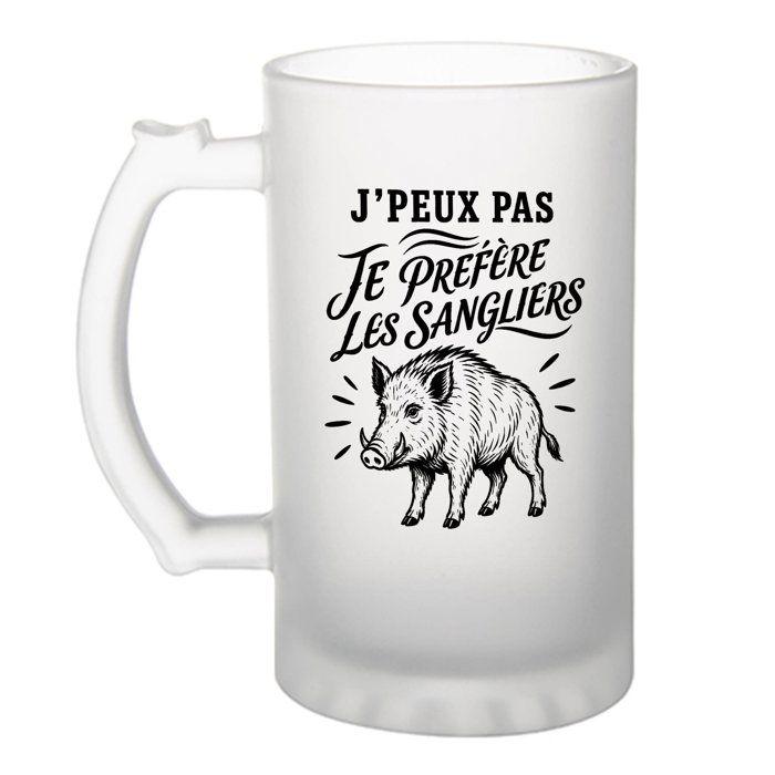 Chope à bière - PLANETEE - J'peux pas minimaliste - Verre trempé - Givré - 470 ml