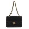 ChainShoulder Shoulder Bag Matelasse Double Chain Black Lambskin Women Used