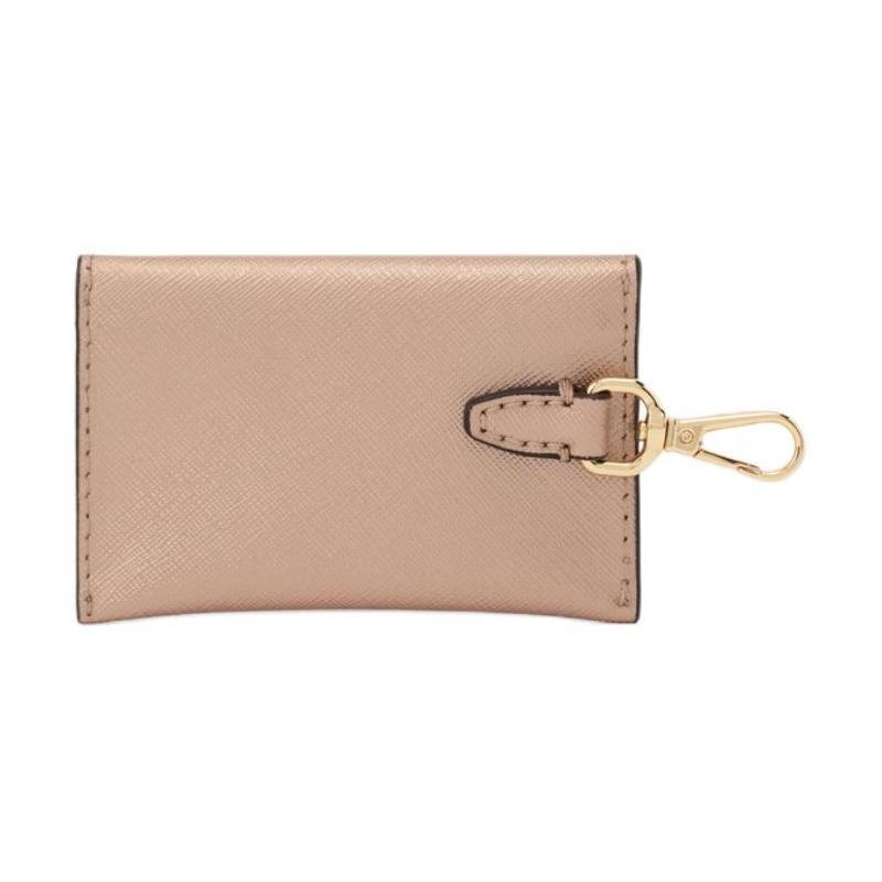 MICHAEL KORS VINCENT logo printed logo magnetic buckle closure coated canvas shoulder crossbody bag small size women's light gold
