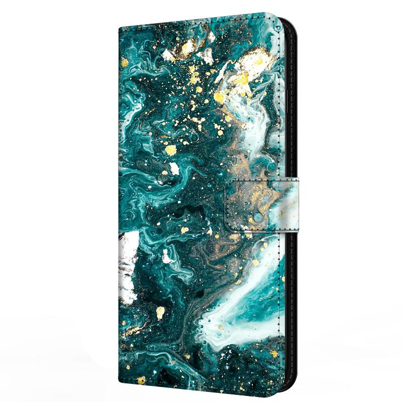 Кожаный чехол-книжка для Samsung A37 A57 Чехол Кошелек Книжка Подставка Магнитная Крышка Galaxy A 57 37 5G Capa Мраморные Узоры Funda Бампер