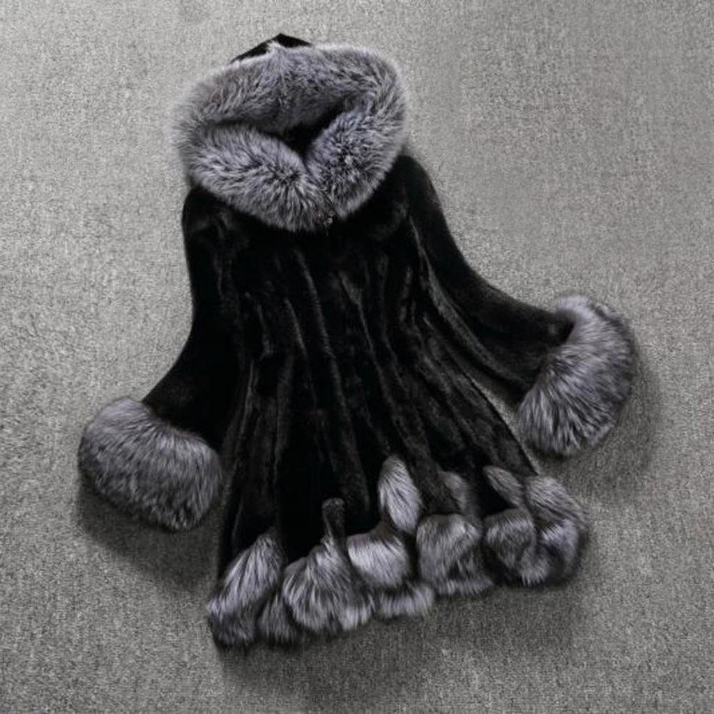 (SU)Женская парка с длинным рукавом, верхняя одежда, пальто из лисьего меха