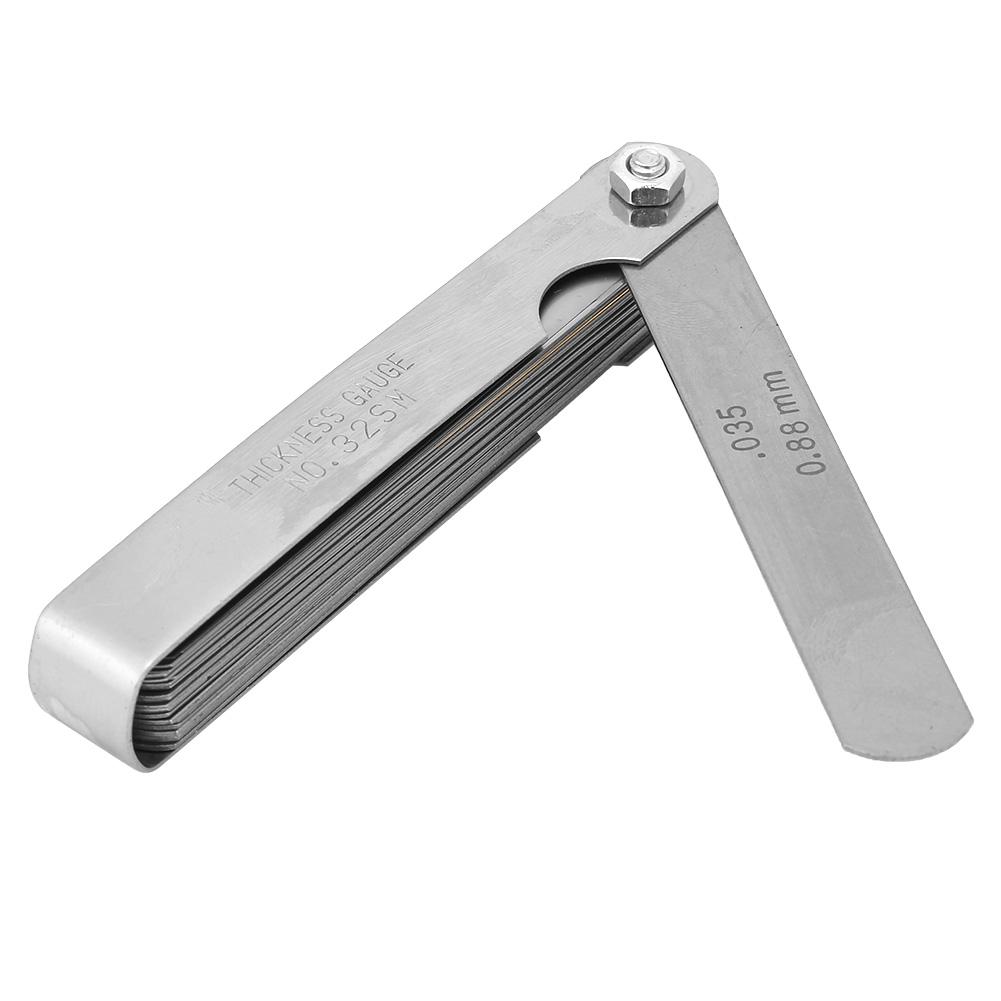 32 Blades Feeler Gauge Metric 0.040.88mm Thickness Stainless Steel Gap Measurement Tool