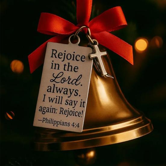 Bible Verses Scripture Christmas Bell Ornament Metal Golden Bell Christmas Tree Decoration Inspirational Bible Verse Bell Religious Ornament