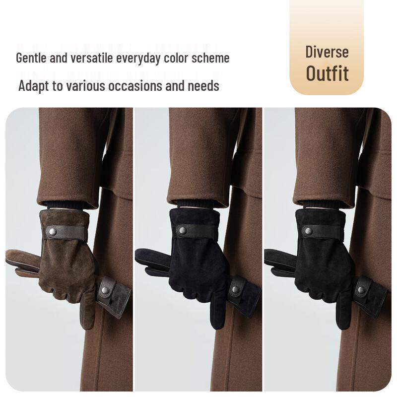 JIUMU Men's Sheepskin Winter Warm Touchscreen Gloves