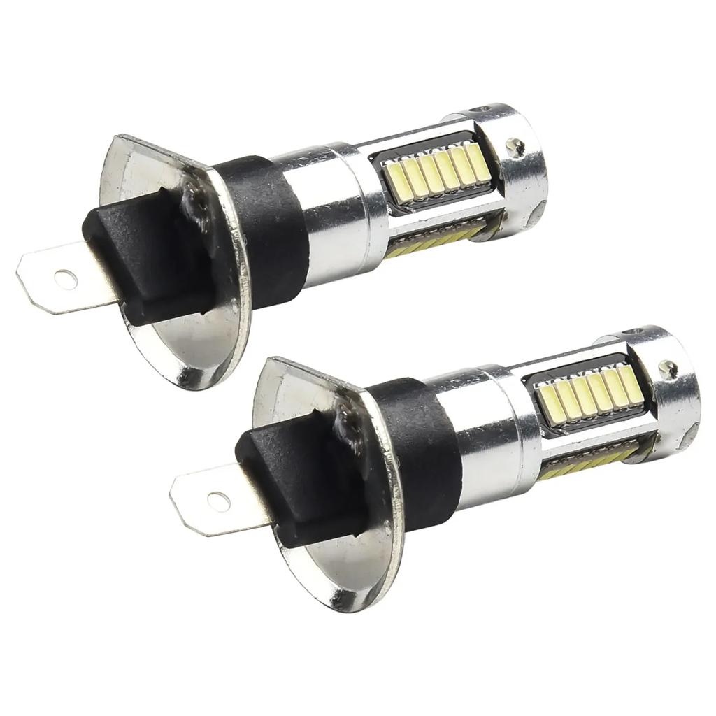 2pcs H1 12V-24V White LED Fog Driving Bulb Conversion Kit Ultra-Bright 6000k Day Running Light DRL Long Service Life