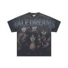 Cross-border European and American trendy brands Va ≤ letter pattern printing washed retro short-sleeved t-shirt men's and women's high street 