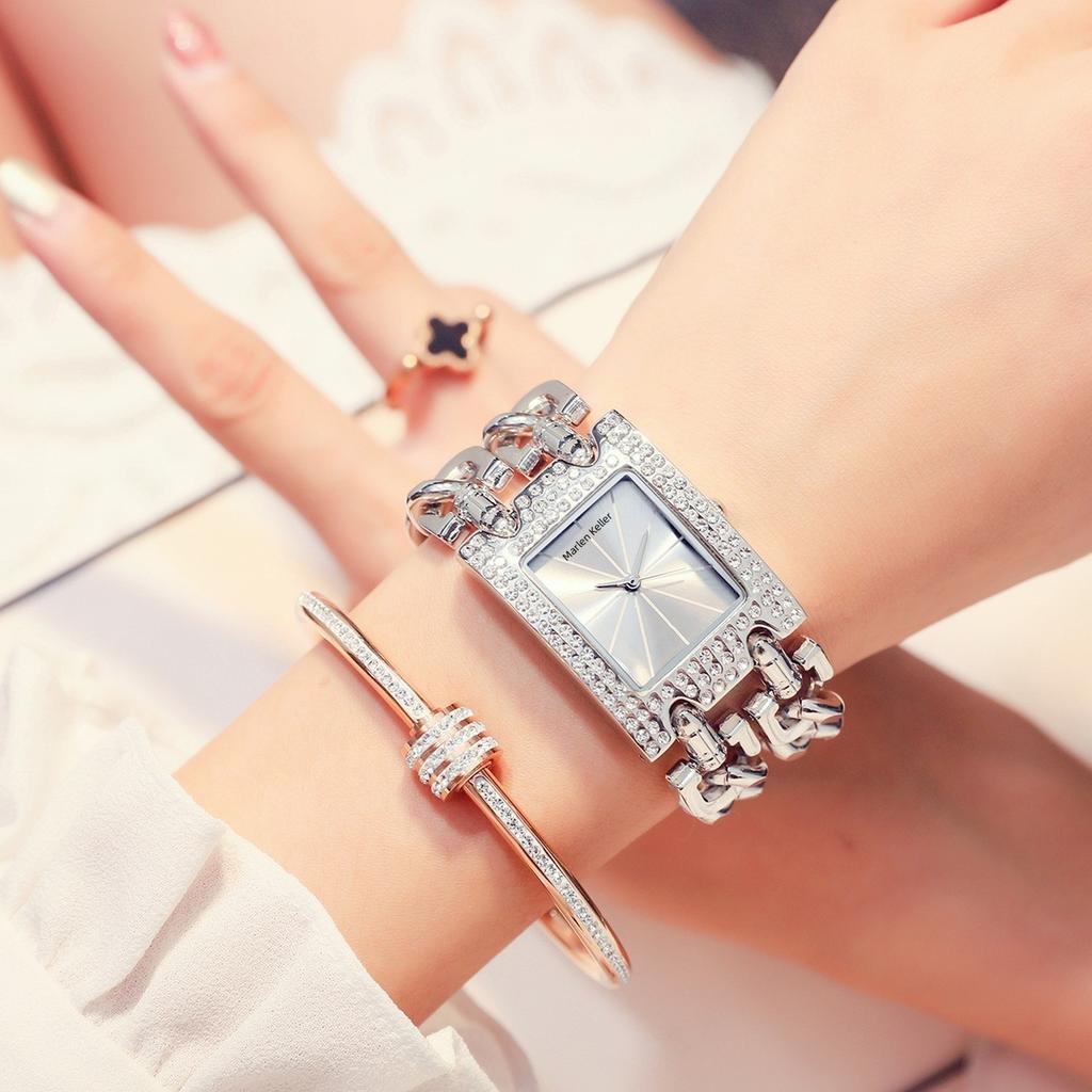 New Top Brand Luxury Women's Square Diamond Watches Alloy Clock Lady's Gold Strap Watch Fashion Quartz Wristwatch