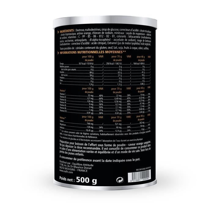 Eafit Boisson Energétique -3H Goût Orange Sanguine 500g