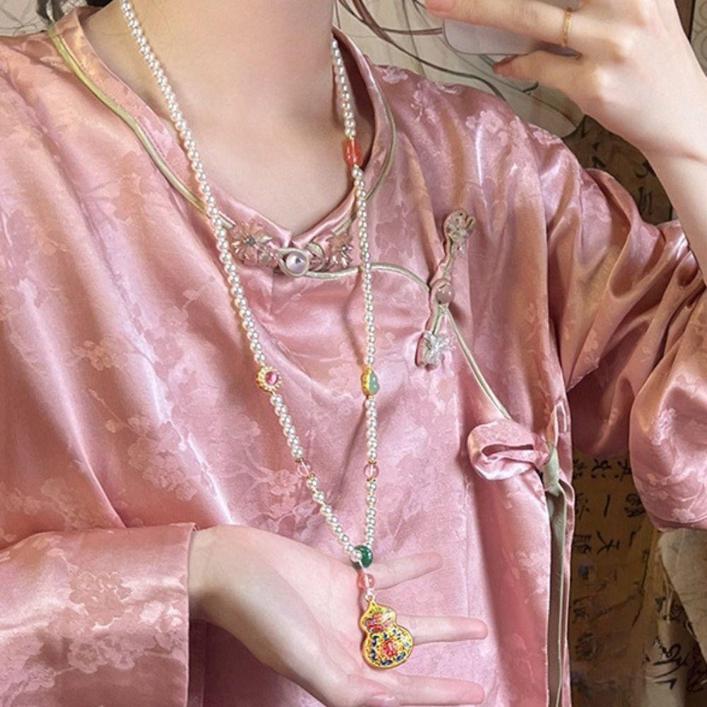 Изысканный новый китайский жемчуг Nceklace Lucky Bag Vintage свитер цепи жемчужные бусины ожерелья для женщин