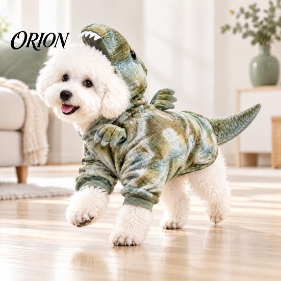 Easy to Wear Pet Clothes Cute 3D Dinosaur Costume, Funny Dog Cat Outfit with Dino Headpiece & Fashionable Costumes for Party Tail, Soft Cosplay Small