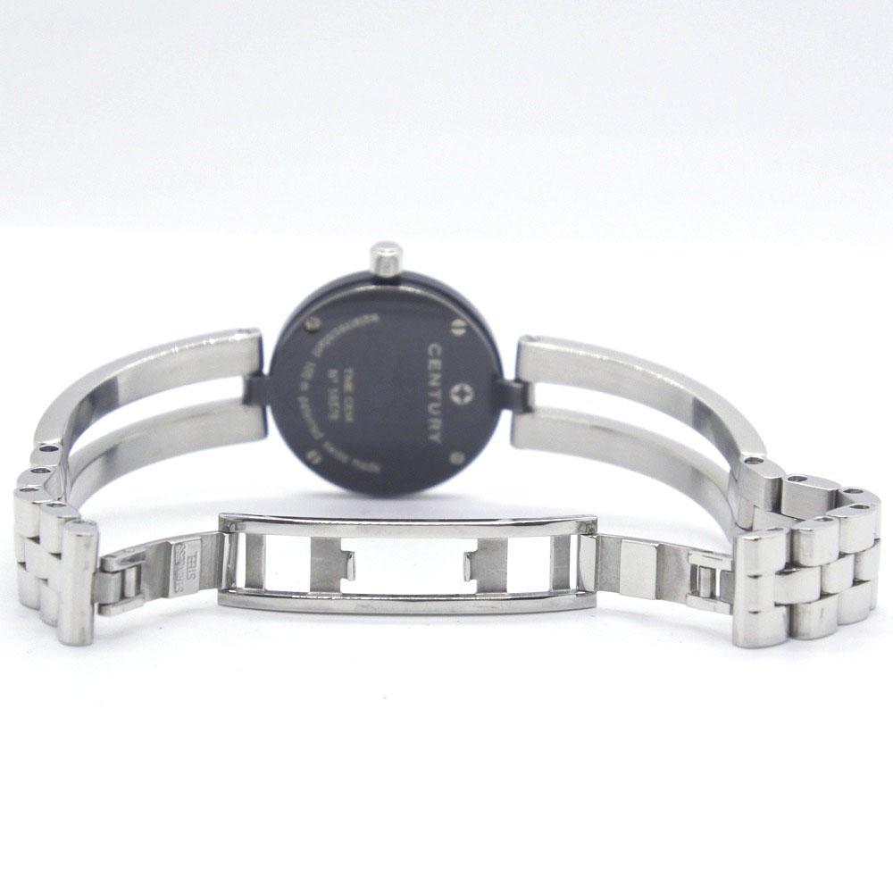 Century Часы Time gem 1 бриллиант Белый циферблат Нержавеющая сталь Кварцевый Аналоговый дисплей Женские Б/у
