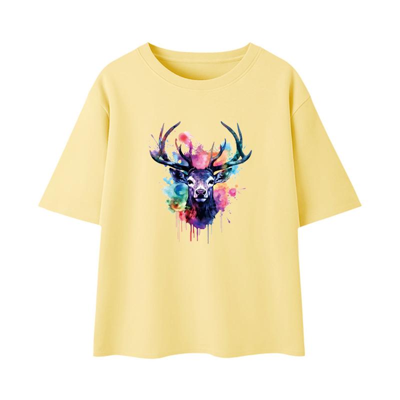 1/2pcs Looking At You Elk Heat Transfer Sticker, DIY Iron-On Decals For Clothes, T-Shirt Making, Pillow Decorating, Clothing Supplies & Appliques