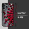Wrist Strap Lanyard TPU Phone Case For iPhone 17 16 15 Pro Max 13 14 Pro Max 17e 16e 11 Red Rose Print Soft Silicone Back Cover
