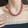 Colored Glass Bead Vintage Ethnic Glass Necklace Neck Jewelry Retro Lovers Choker  Holiday