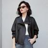 Женская укороченная куртка из стилизованной под кожу washed