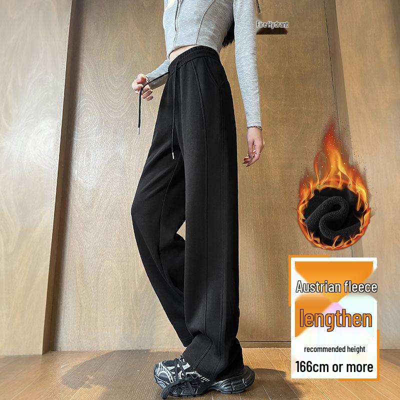 Women's Pear Shape Dopamine Sweatpants - Spring/Autumn, Yellow, Straight and Wide Leg, Solid Color
