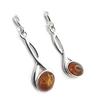 [N1999] - Amber 'Inspiration' Silver Earrings (rhodium-plated) - 33x10 Mm