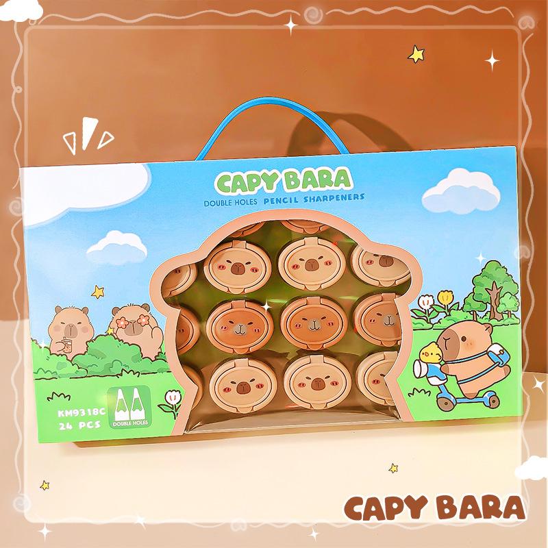 2 шт. Милая мультяшная точилка для карандашей Capybara с двумя отверстиями, кавайная мини-точилка для карандашей, студенческие призы, канцелярские принадлежности, подарки для студентов
