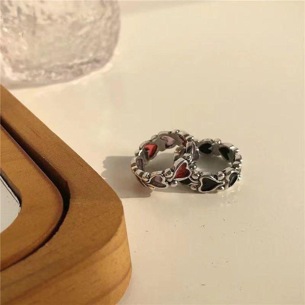 Gifts Index Finger Ring Geometric Heart Stackable Rings Korean Style Heart Chain Ring Women Rings