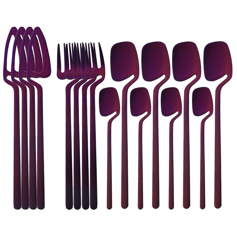 16Pcs Black Cutlery Set Knives Forks Tea Spoons Tableware Set Stainless Steel Matte Dinnerware Set Party Kitchen Silverware Flatware Set