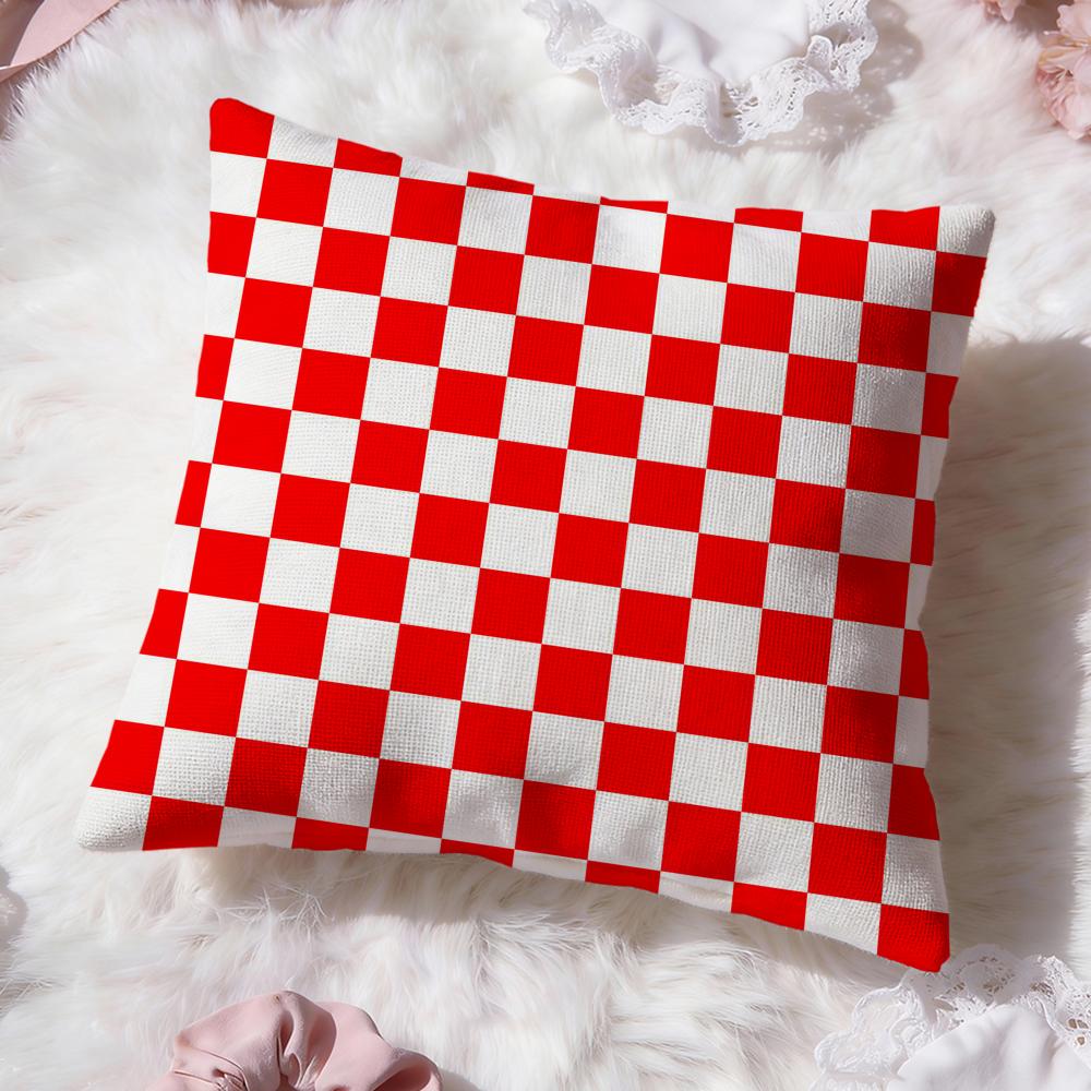 Checkerboard Cushion Cover Premium Comfort Reversible Pillow Cove Two in One Design for Any Room Car Interior