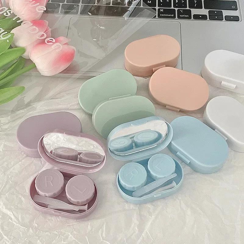 Contact Lens Case Smooth Travel Lady Holder Storage Eye Care Container with Mirror Lenses Box Contact Lens Inserter Remover