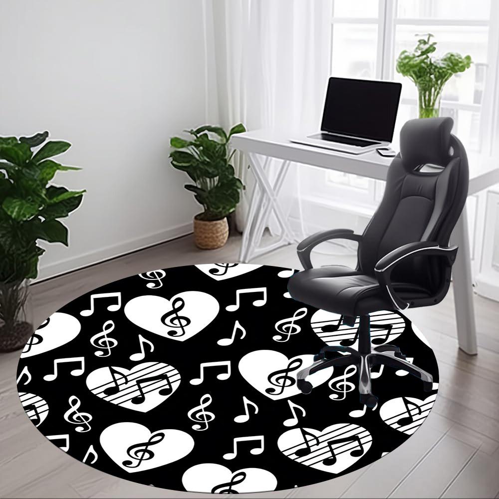 1pc Music Notes Heart Pattern Chair Carpet for Office, Non-slip, Soft and Durable Office Rug for Decoration, Perfect for Office yy260105034