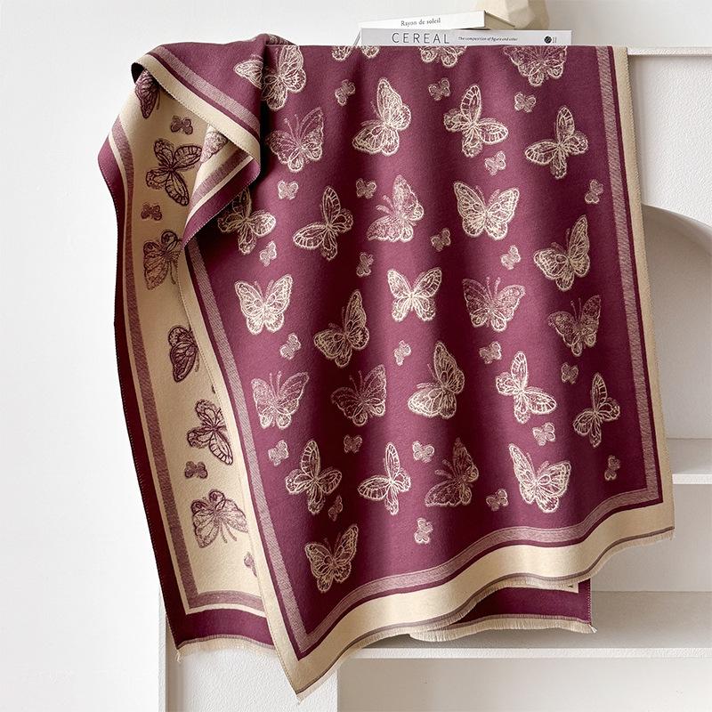 Winter Tassel Shawl, Fairy Wind, Butterfly Forest, Thickened, Warm, Cold-Proof Neck, Dual-Purpose