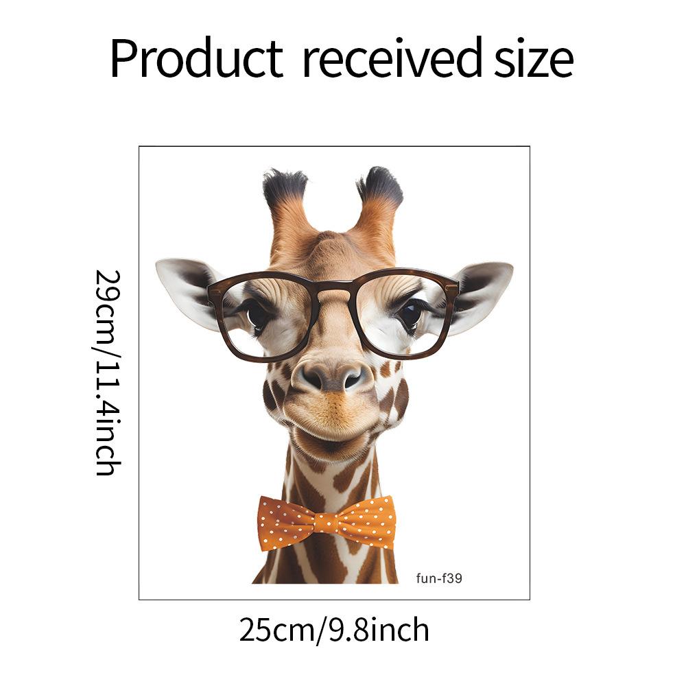 Painted Fun Wearing Glasses Giraffe Glass Window Beautify Decorative Wall Stickers Electrostatic Uv