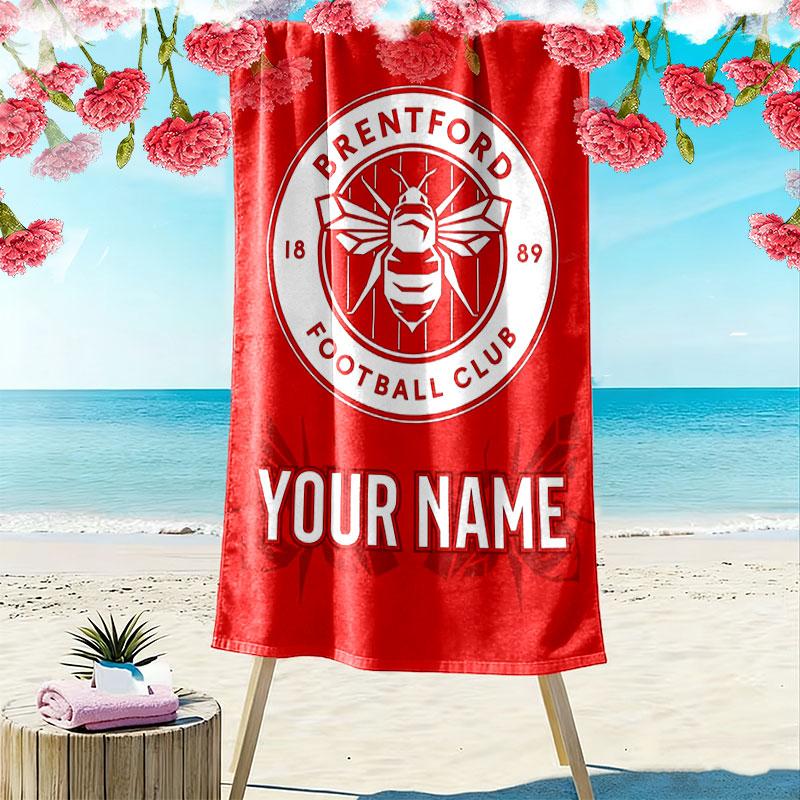 Custom Brentford Print Beach Towel, Large Soft Quick Dry Towel for Beach Camping Swimming