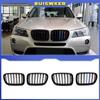 1Pair Front Kidney Grilles Matte Gloss Black For BMW X3 F25 2010 2011 2012 2013 Replacement Racing Bumper Car Styling