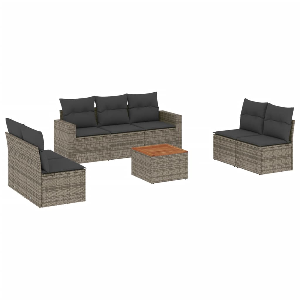 8 piece garden sofa set with cushions gray poly rattan
