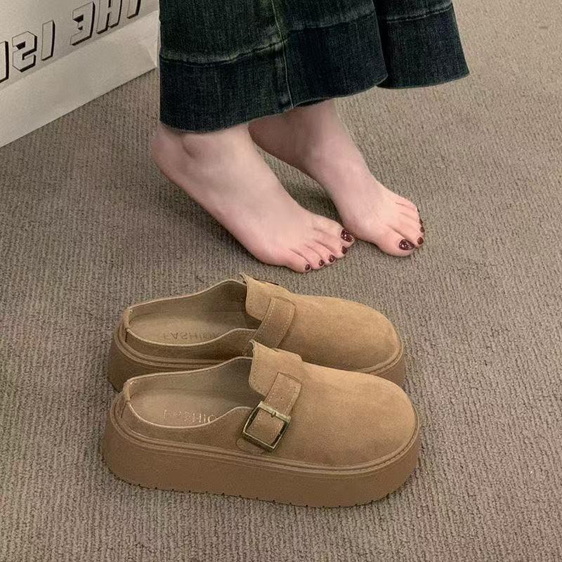 Ретро толстоподошвенные полутапочки Birkenstock, новые весенние уличные туфли Birkenstock для увеличения роста