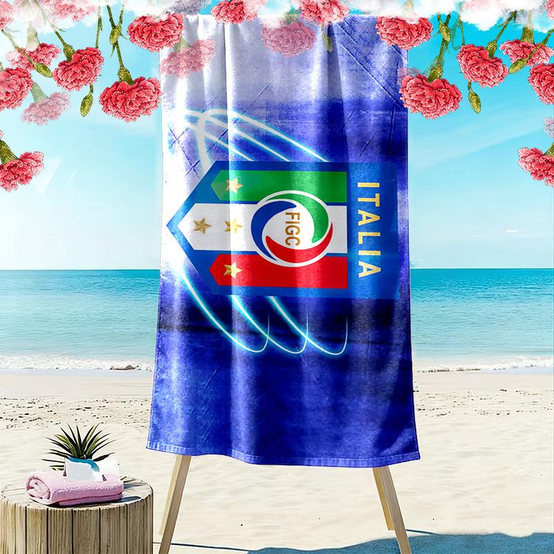 Italian Football Print Beach Towel, Large Soft Quick Dry Towel for Beach Camping Swimming