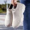 Women's Solid Color Breathable Sports Shoes Soft Soled Lightweight Sliding In Walking Shoes Low Cut Knitted Casual Shoes  Model