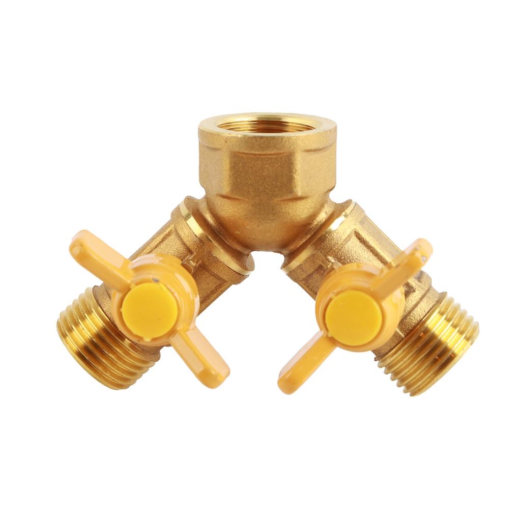 G1 2 Brass Garden Irrigation 2 Way Double Tap Hose Adapter Dual Faucet Connector