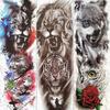 Fake Cruel Lion Tiger Temporary Tattoo Stickers Waterproof Full Arm Leg Large Tatoos For Men Women Body Art Sleeve Tattoo Peper