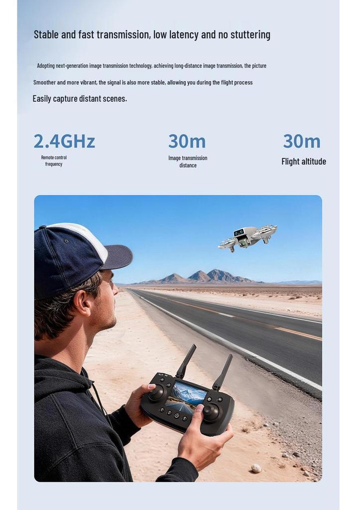 Интеллектуальный дрон CROSSMINI-1 с двумя камерами, экраном на пульте, контроллером скорости с защитой от столкновений и системой обхода препятствий.