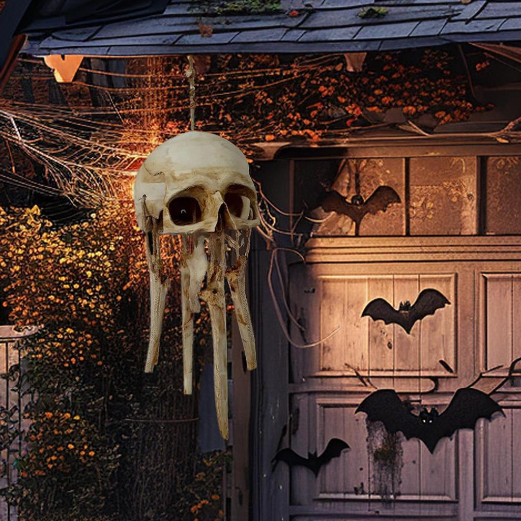 3D Printed Skull Spooky Wind Chimes Vintage Outdoor Garden Ornaments for Backyard Patio Lawn Shrine Porch Balcony