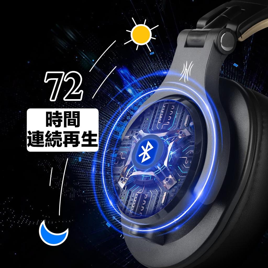 OneOdio A70 Bluetooth Wireless Up To 72 Hours of with Wired and DJ Detachable Studio Headphones, Over-ear Headphones, Playback, Microphone, Wireless,