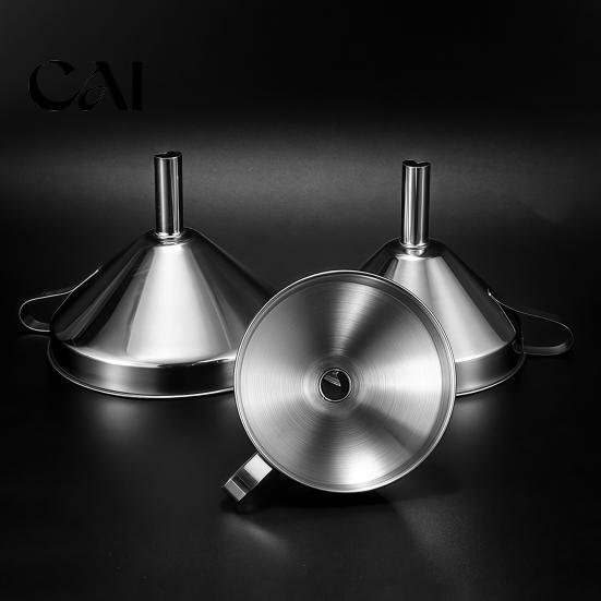 Metal Kitchen Strainer for Spices Stainless Steel Funnel with Filter And Handle, Leak Proof Wide Mouth Multi Purpose Tool Funnel, Heavy Duty
