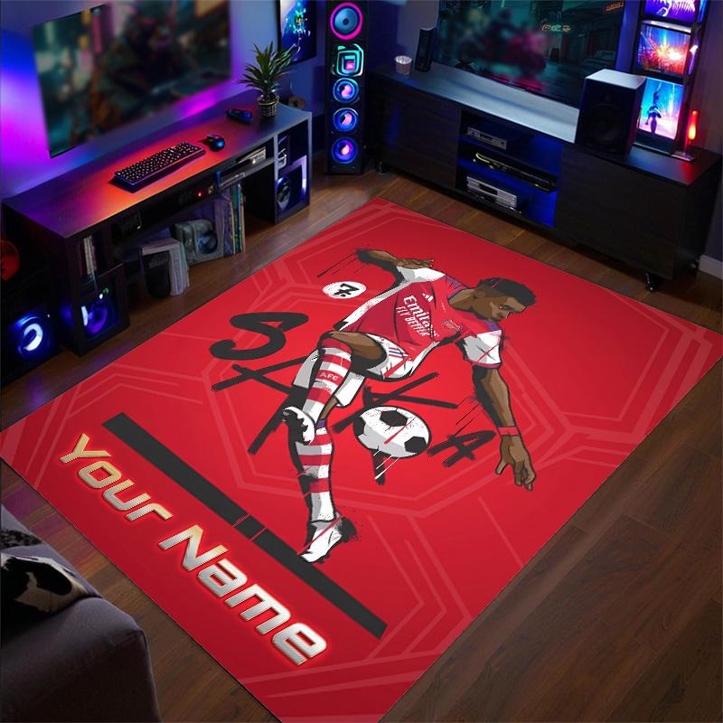 Crystal Velvet Rug Bukayo Saka Print Custom Name Text Floor Mat Home Decor
