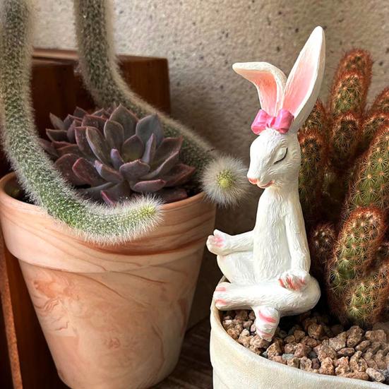 2 шт. Йога Кролик Украшения Ручная роспись Скульптуры Кролика Искусства Из Смолы Ремесла В Помещении На Открытом Воздухе