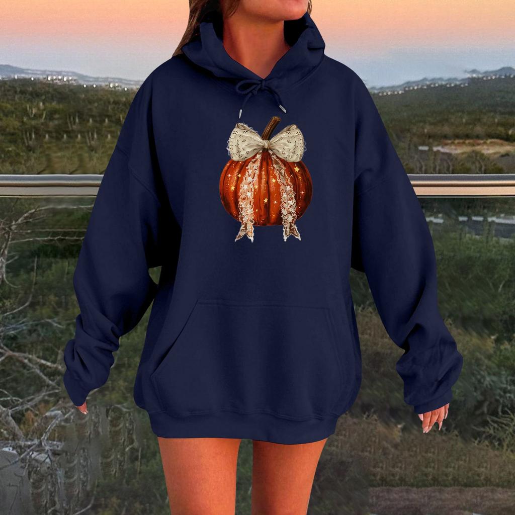 Женский плюшевый свитшот с длинными рукавами оверсайз со спущенными плечами и капюшоном с принтом на Хэллоуин