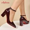 Туфли-лодочки Aphixta Wine на толстом каблуке 7 см, женские туфли с острым носком, шикарные туфли больших размеров 35-53