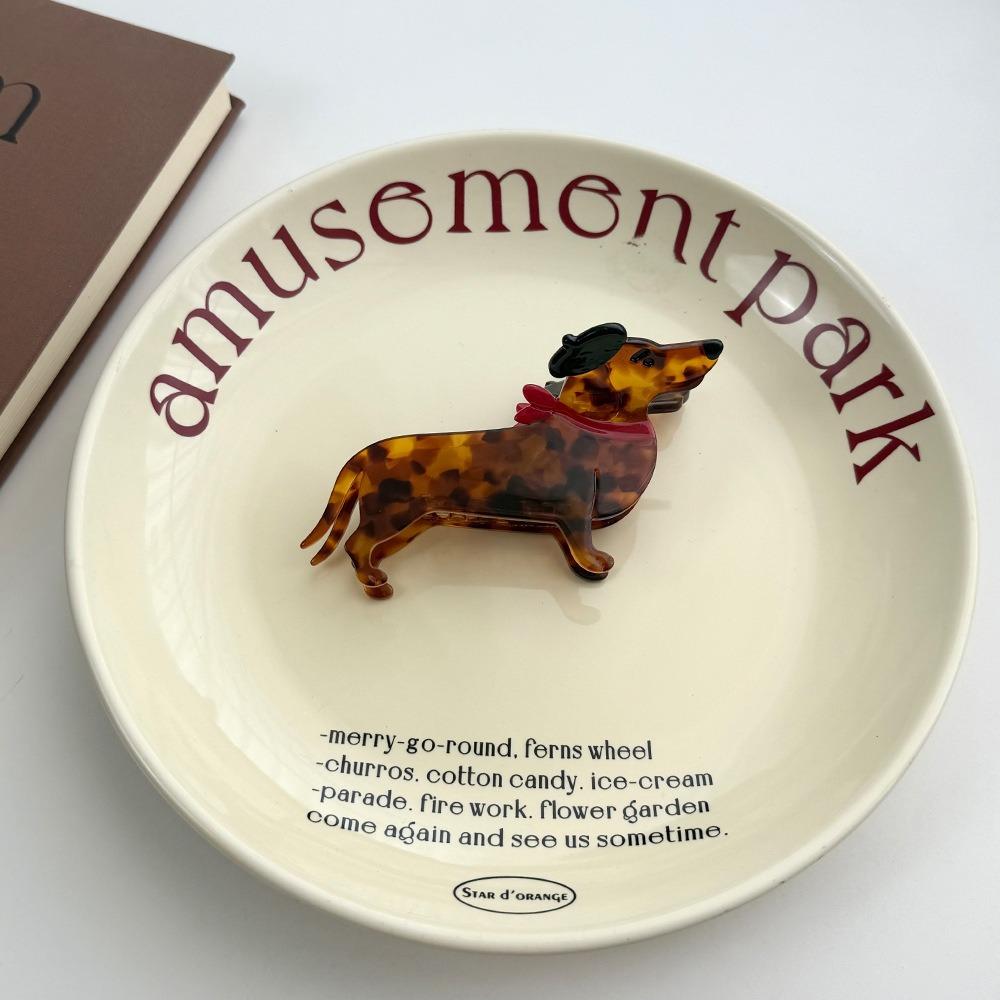 Acetic Acid Sausage Dog Hair Clip Large Cartoon Hairpin Fashion Dachshund Hair Claw  Streetwear